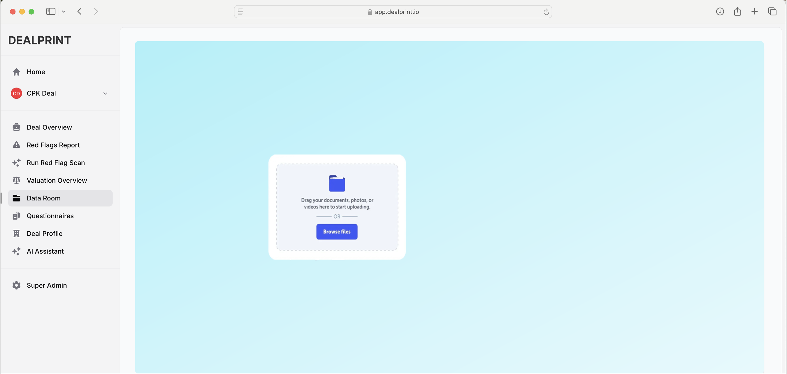 Screenshot demonstrating Upload documents